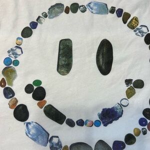 Old Navy White Tee with Gemstone Smiley Design